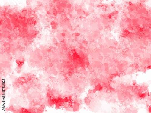 淡い赤の水彩にじみが重なる抽象テクスチャ背景 柔らかな斑点表現のデザイン向けベクター素材/Soft Red Watercolor Blotchy Texture Abstract Background with Gentle Bleed Vector Illustration