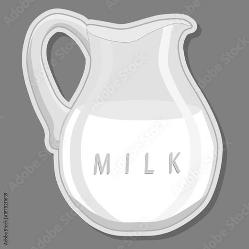 Beautiful glass transparent pitcher with white milk