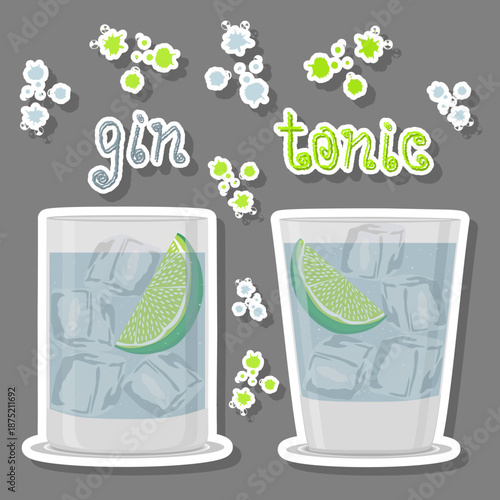 Bright beautiful alcohol cocktail gin tonic