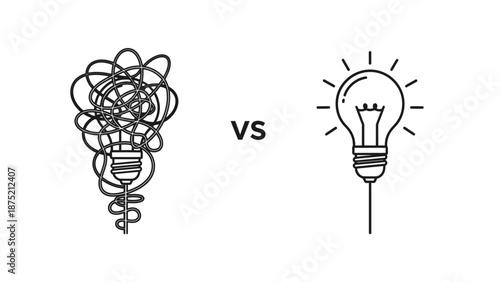 Clarity vs confusion light bulb concepts for innovation and ideas