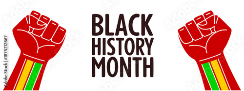 Black History Month Banner. Web Banner with Black History Month Bold Text Isolate on Black Background. Black History Month Vector Banner Design Template With Copy Space