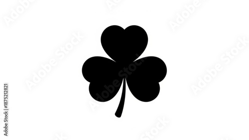 Black four leaf clover silhouette symbolizing good luck and fortune