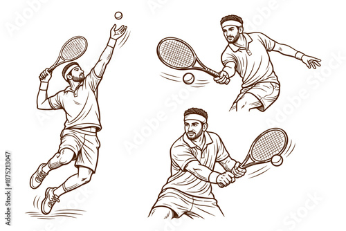 tennis, athlete, player, male, sport, game, racket, action, serve, backhand, forehand, match, championship, competition, training, fitness, power, strength, American, vector