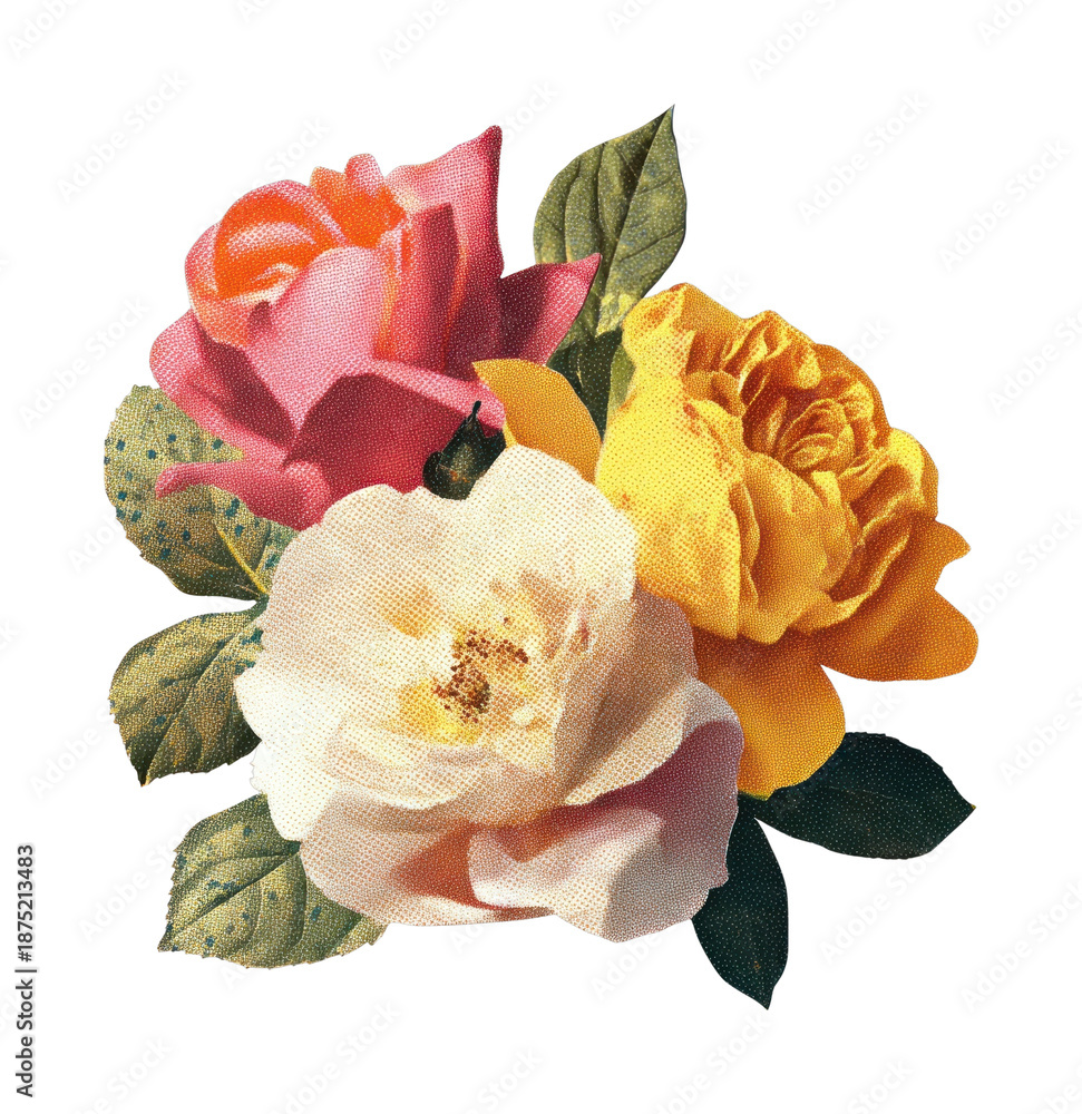 Fototapeta premium PNG Vibrant vintage floral bouquet