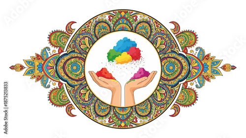 Hands Holding Colorful Brain Illustration Design.