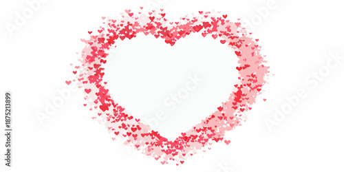 heart shape made of smaller hearts in various shades of pink and red