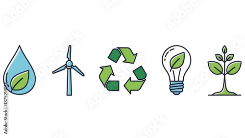 Eco Friendly Symbols Representing Sustainability.