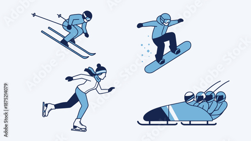 Skiing Snowboarding Winter Sports Athletes Action.