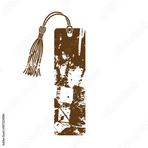 Drawing Vintage Brown bookmark with tassel on white background