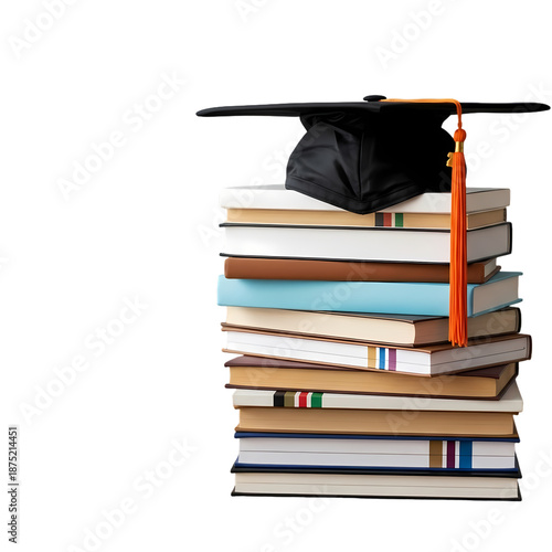 Wallpaper Mural Graduation Mortarboard on Top of Book Stack, Background Removal Cut-out Torontodigital.ca