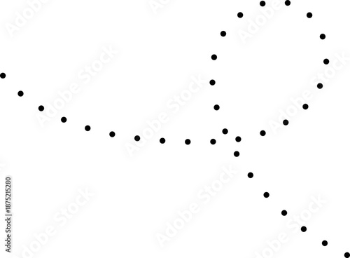 Hand Drawn Abstract Curved, Swirl, Wavy Dotted Line 