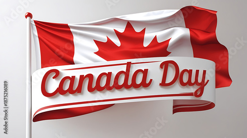 A waving Canadian flag with 