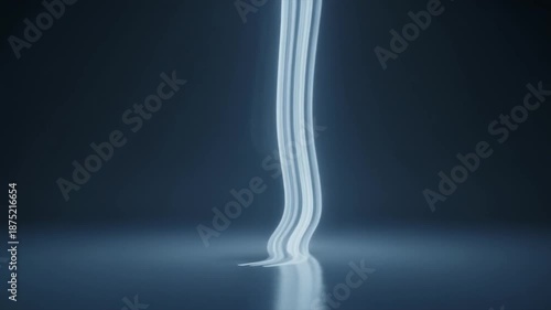 Vertical drifting column of soft light glowing gently with graceful pacing minimal futuristic ambience cascading smoothly across surreal cinematic atmosphere