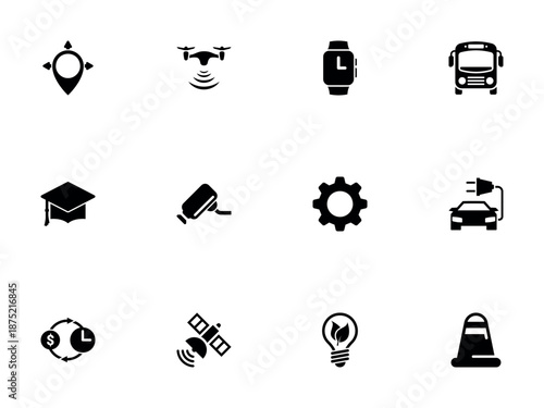 Collection of Modern Smart City and Technology Vector Icons