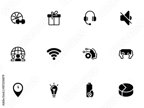 Collection of Mixed Vector Icons for Sport Tech and Business