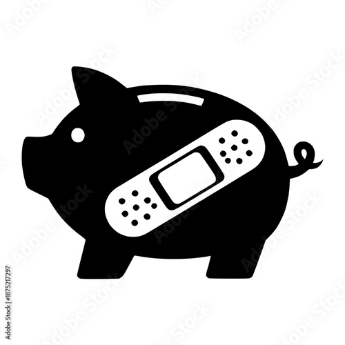 Piggy Bank with Bandage Icon for Financial Recovery