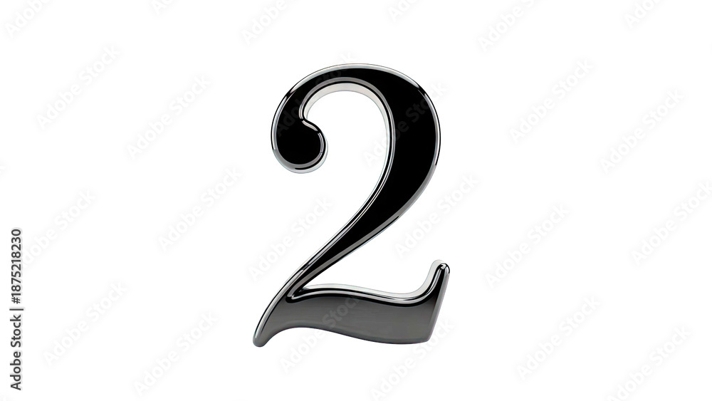 Fototapeta premium Shiny Black Number 2