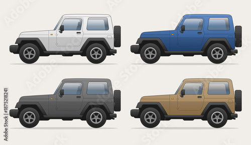 Realistic 4x4 SUV illustration in detailed vector style, perfect for adventure graphics, travel ads, and outdoor branding