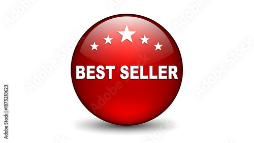 Best seller red button with five stars