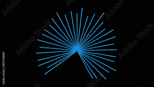 Abstract blue star burst vector illustration featuring a glowing energy explosion with bright light flares and motion patterns against a dark space background for night celebration design