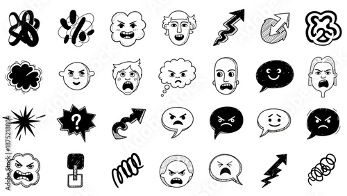 Set of black and white cartoon Easter eggs and funny panda icons featuring seamless vector patterns and football sport symbols in a creative art illustration design