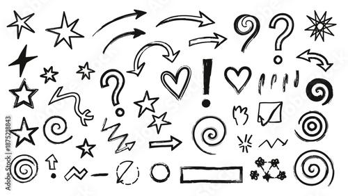 Hand drawn alphabet and set of numbers featuring a vector font collection with astrology zodiac signs like aries and gemini for a creative horoscope letter illustration design