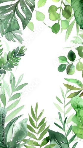 Hand painted watercolor floral frame background with delicate botanical flowers and leaves.