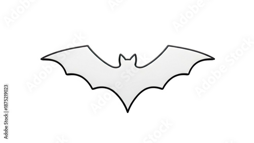 White Bat Silhouette with Black Outline