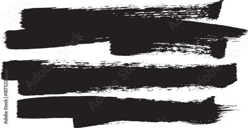 Abstract Black Paint Brush Strokes Grunge Texture Background.