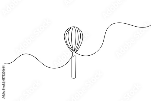 Continuous one line drawing of a balloon whisk kitchen tool minimalist style vector illustration