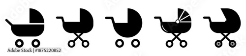 Set of baby carriage icons