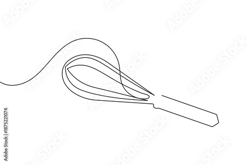 Continuous one line drawing of a balloon whisk kitchen tool minimalist style vector illustration
