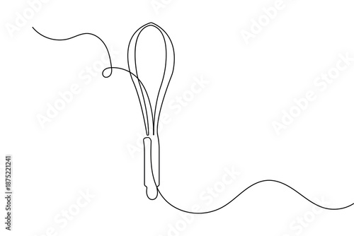 Continuous one line drawing of a balloon whisk kitchen tool minimalist style vector illustration