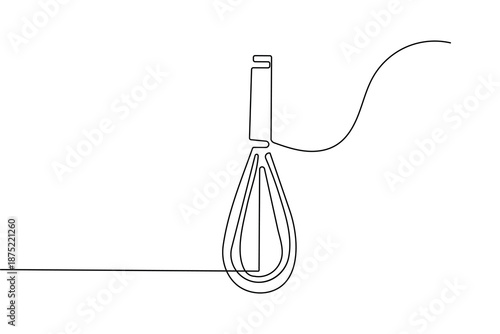 Continuous one line drawing of a balloon whisk kitchen tool minimalist style vector illustration
