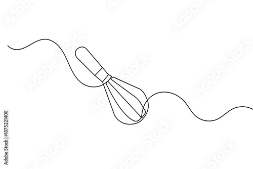 Continuous one line drawing of a balloon whisk kitchen tool minimalist style vector illustration