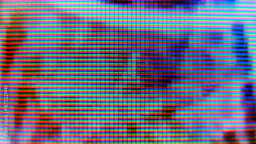 Signal Disturbance Broken Monitor macro view, Screen TV Glitch Error,  VHS static noise glitch overlay, Distorted CRT VCR Video Effects