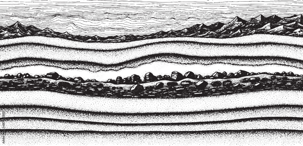 Ταπετσαρία Cross section of geological strata showing layers of rock and soil