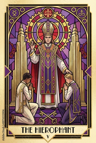 Wallpaper Mural Sacred Symbolism in Tarot Illustration of The Hierophant Card Torontodigital.ca