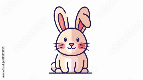A cute, round, light-colored bunny with long ears and pink accents