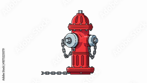A red fire hydrant with chains, isolated on a white background