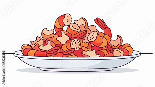 A pile of bright orange and pink shrimp sits on a white plate