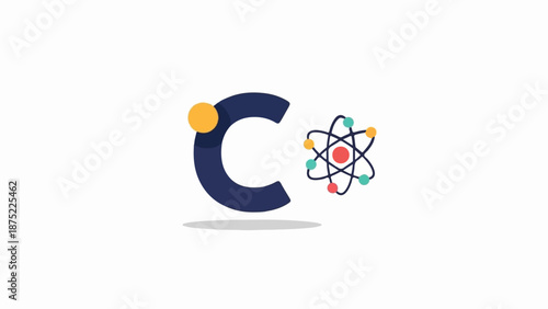 A stylized letter 'C' with an atom symbol