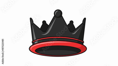 A stylized black and red crown with a prominent red band and pointed peaks