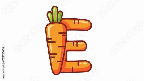A stylized letter 'E' formed from three orange carrots with green tops