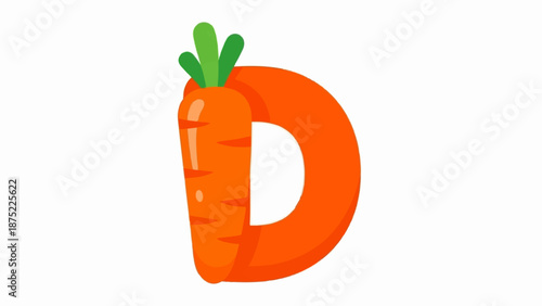 A stylized carrot forms the left half of a bold orange letter D