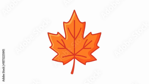 A single, stylized orange maple leaf with red veins and outline
