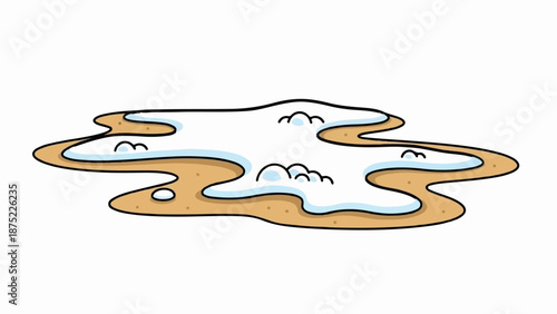 A stylized depiction of melting snow or ice on a sandy surface