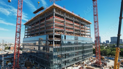 Construction site with highrise building