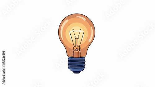 A vintage incandescent light bulb glows with a warm orange hue, emitting light