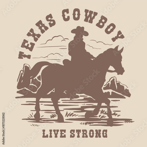 Texas cowboy riding strong